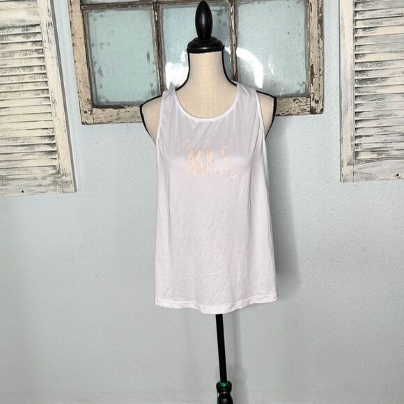 Rae Dunn Women's White Sleeveless MRS. Tank Top Size Medium - Picture 1 of 9